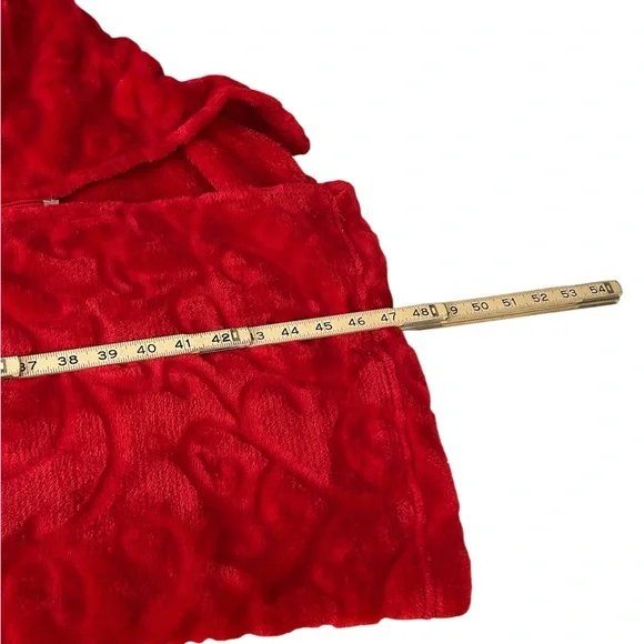 croft & barrow Red Plush Zip-Front Long Robe - Picture 12 of 12